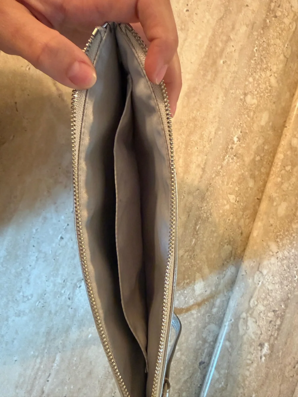 Coach Metallic Silver wristlet
